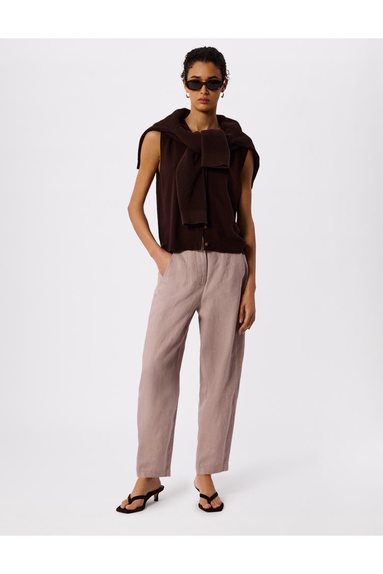 Linen Barrel Leg Trouser, Alternate, color, Dusty Pink