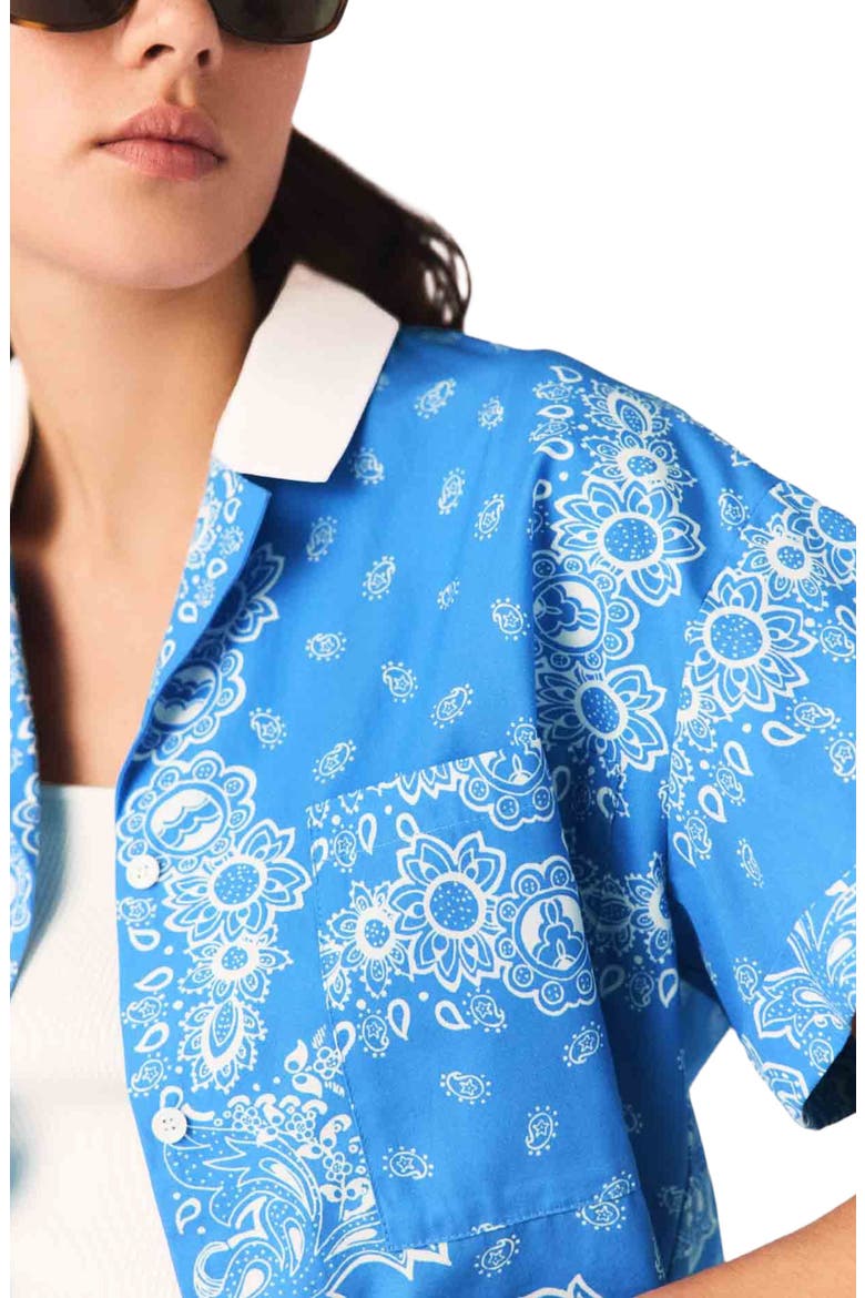 Contrast collar printed shirt, Alternate, color, Sky blue bandana print