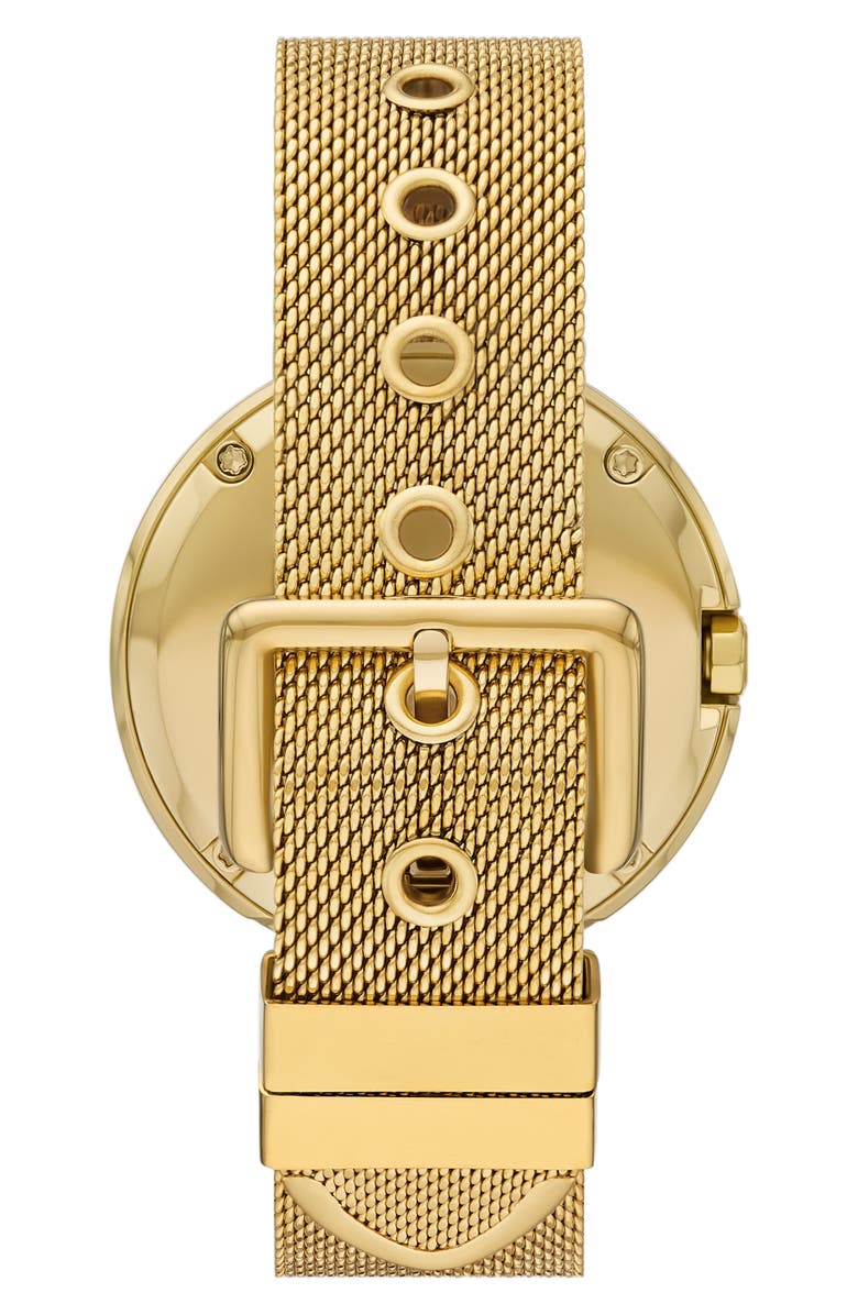 Tory Burch The Pierced Mesh Strap Watch, 36mm, Alternate, color, Gold