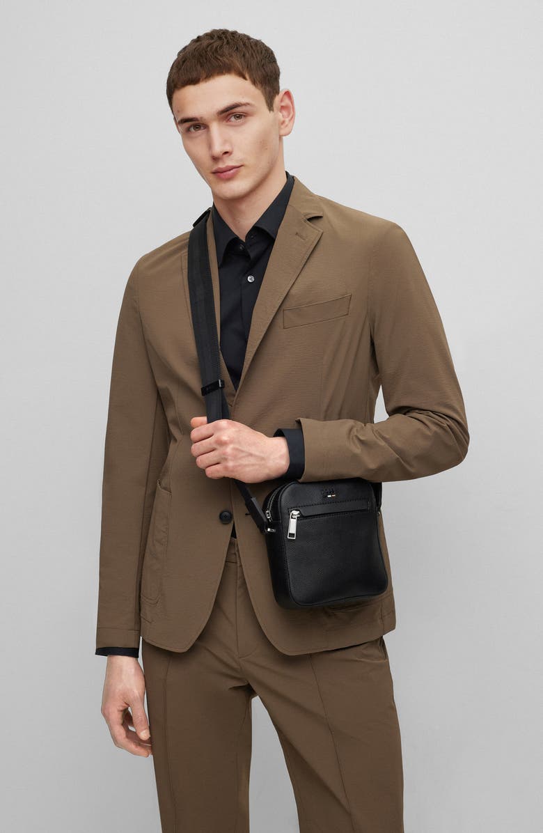 BOSS Ray North/South Faux Leather Messenger Bag, Alternate, color,