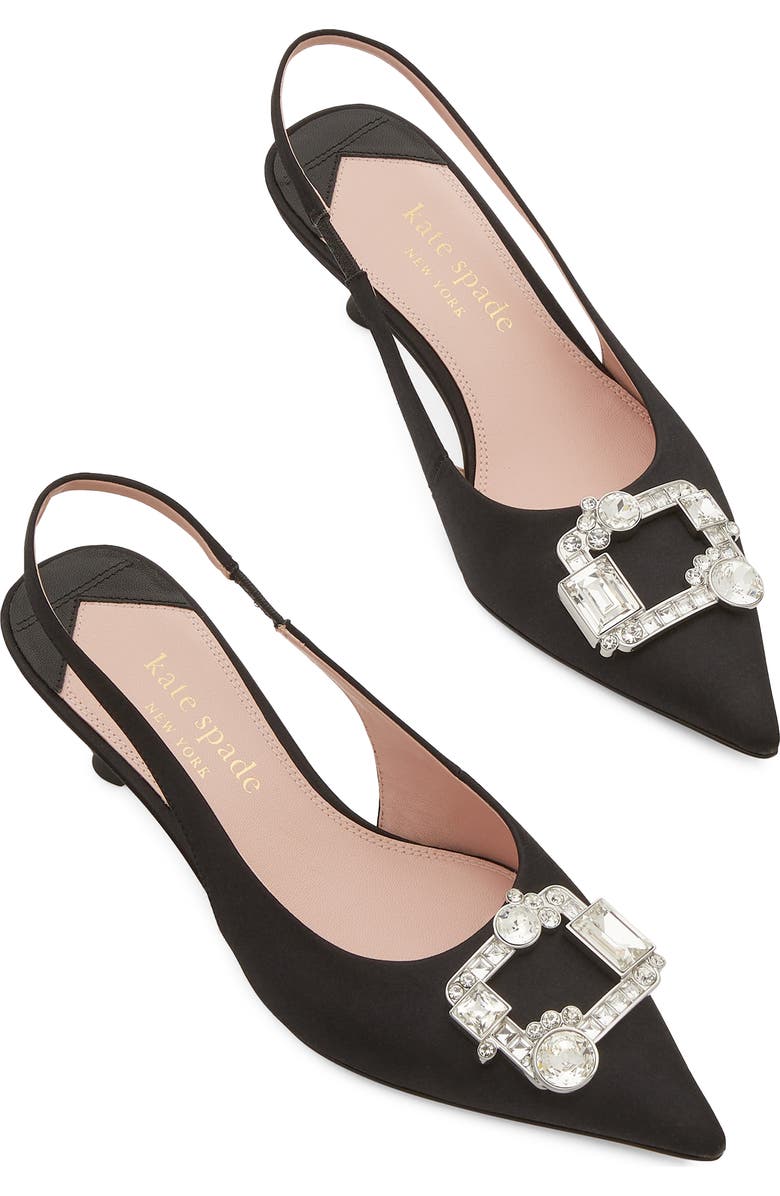 Kate Spade New York renata slingback pointed toe kitten heel pump, Alternate, color, Black