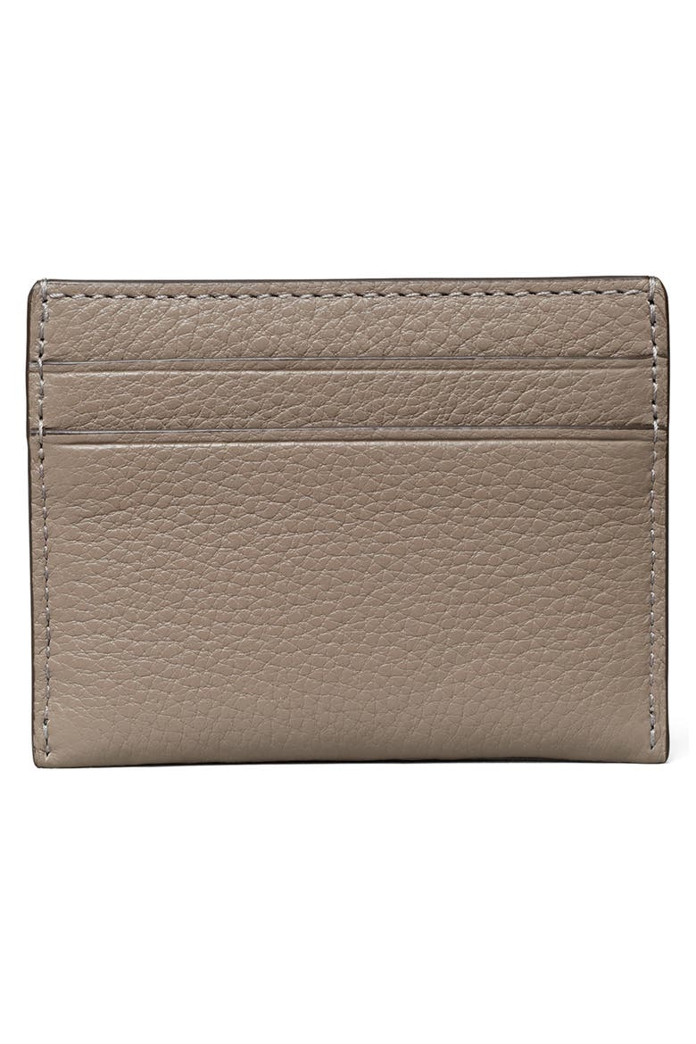 Kira Pebbled Leather Card Case, Alternate, color, GRAY HERON