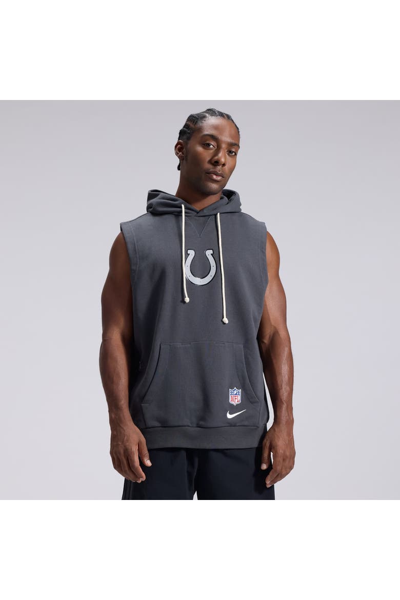 Men's Nike  Anthracite Indianapolis Colts 2026 Rivalries Collection Sideline Sleeveless Fleece Hoodie, Main, color, Anthracite
