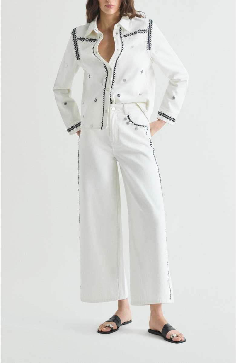 Scalpers Contrast embroidered jeans, Alternate, color, Ecru