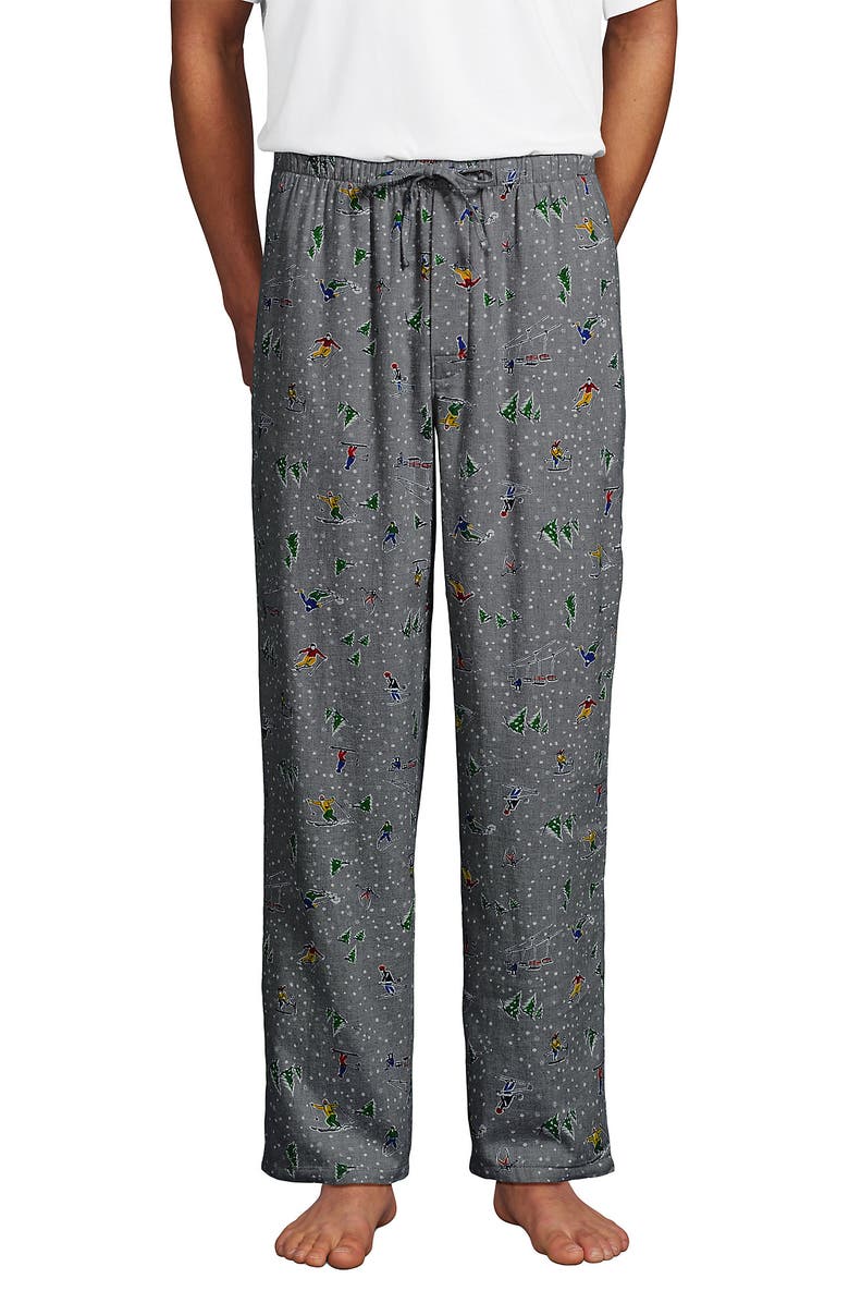 Lands' End Flannel Pajama Pants, Main, color, Gray Heather Skiers