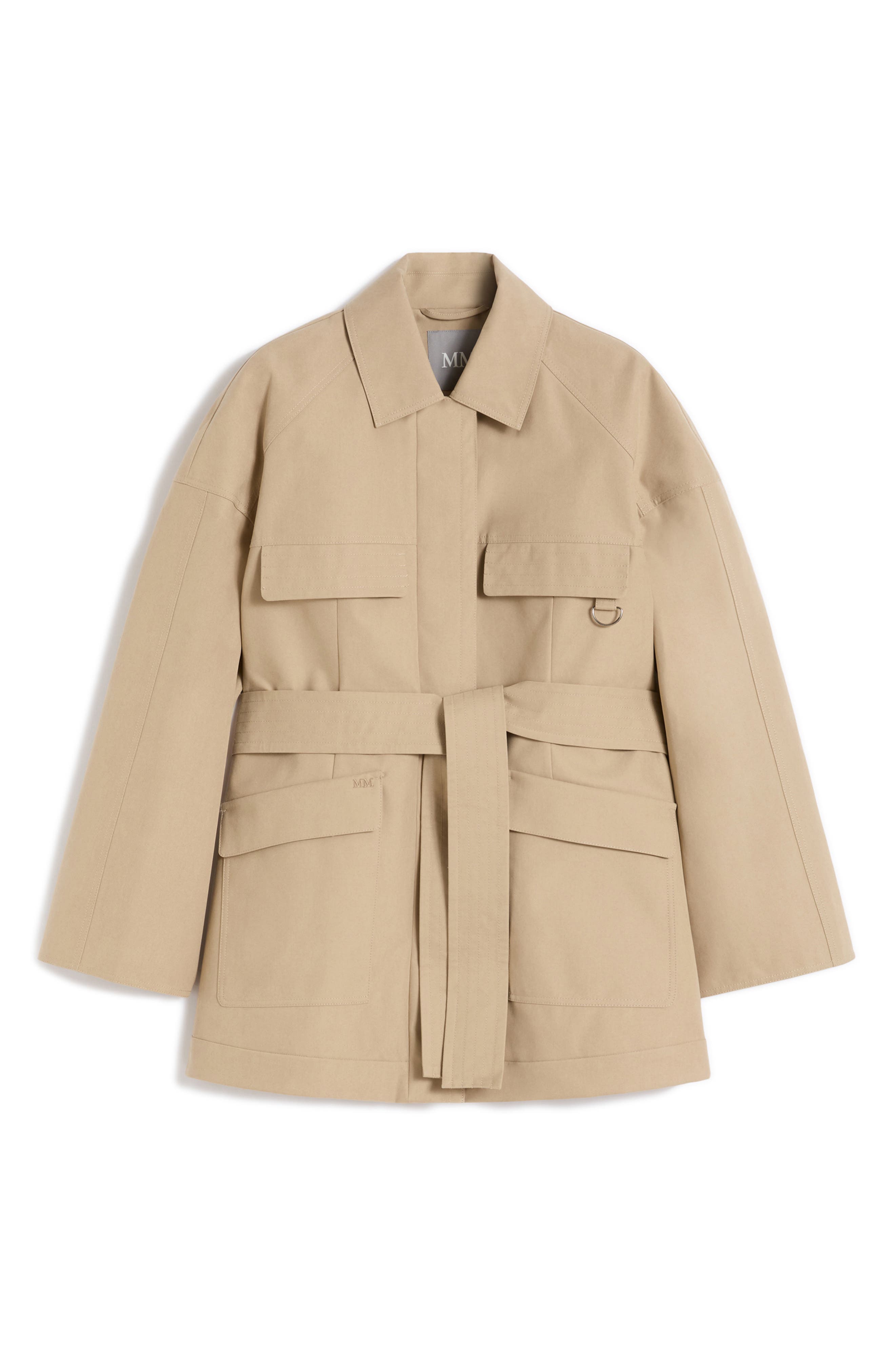 MM by Max Mara Rafia Waterproof Cotton Blend Belted Trench Coat