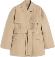 MM by Max Mara Rafia Waterproof Cotton Blend Belted Trench Coat