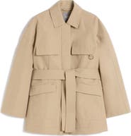 MM by Max Mara Rafia Waterproof Cotton Blend Belted Trench Coat