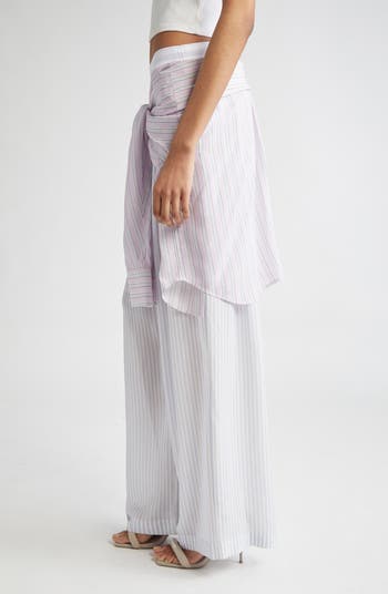 Stripe Prestyled Boxer Waist & Shirt Silk Pants