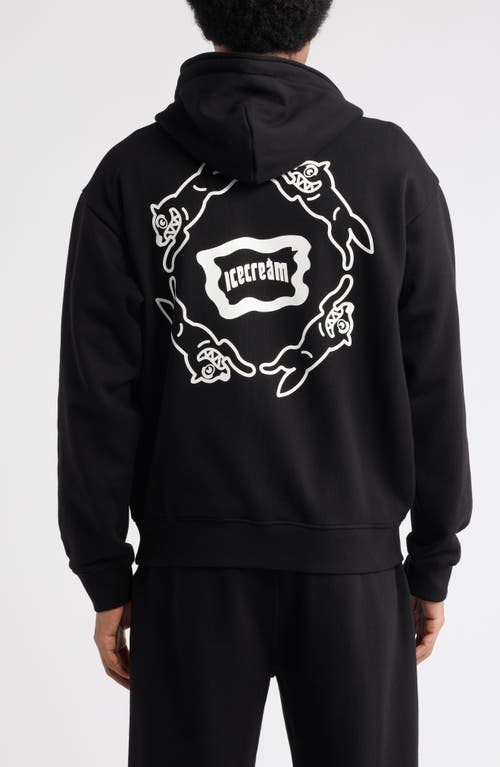 Icecream Loop Cotton French Terry Hoodie In Black