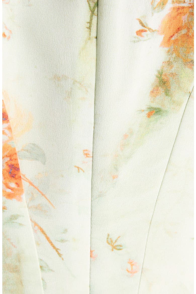 Floral Print Asymmetric Hem Silk Dress, Alternate, color, STONE - TANGERINE