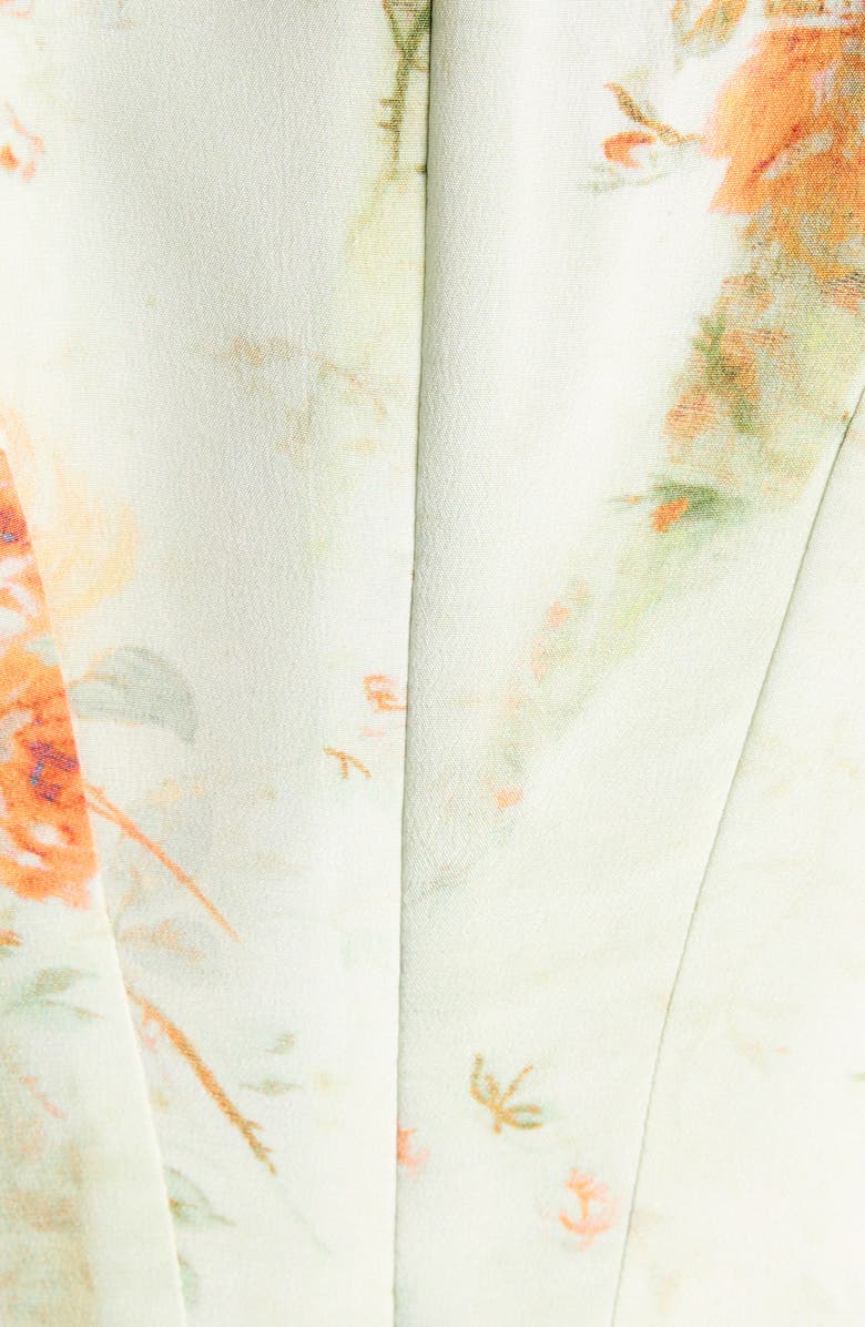 McQueen Floral Print Asymmetric Hem Silk Dress, Alternate, color, Stone - Tangerine