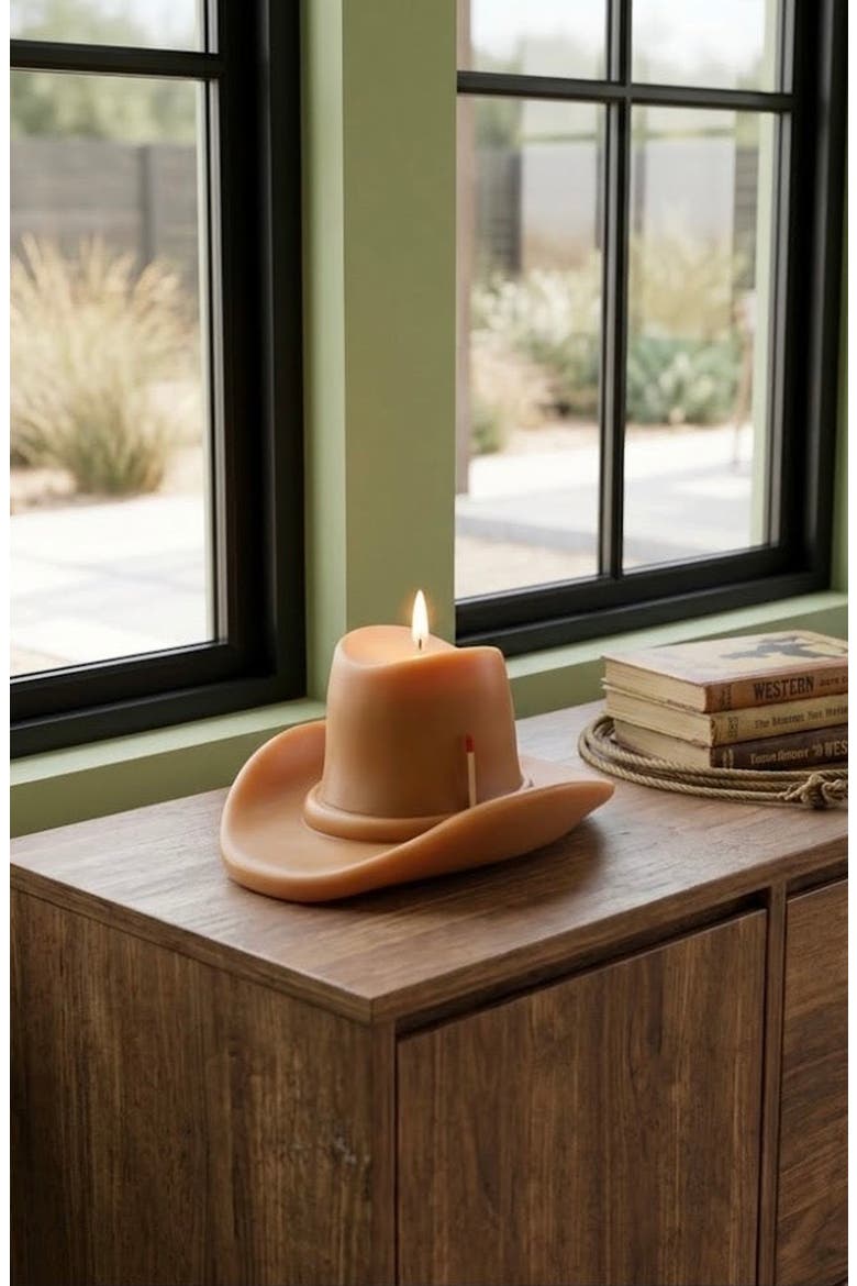 Belle Star Cowboy Hat Candle, Alternate, color, Cognac