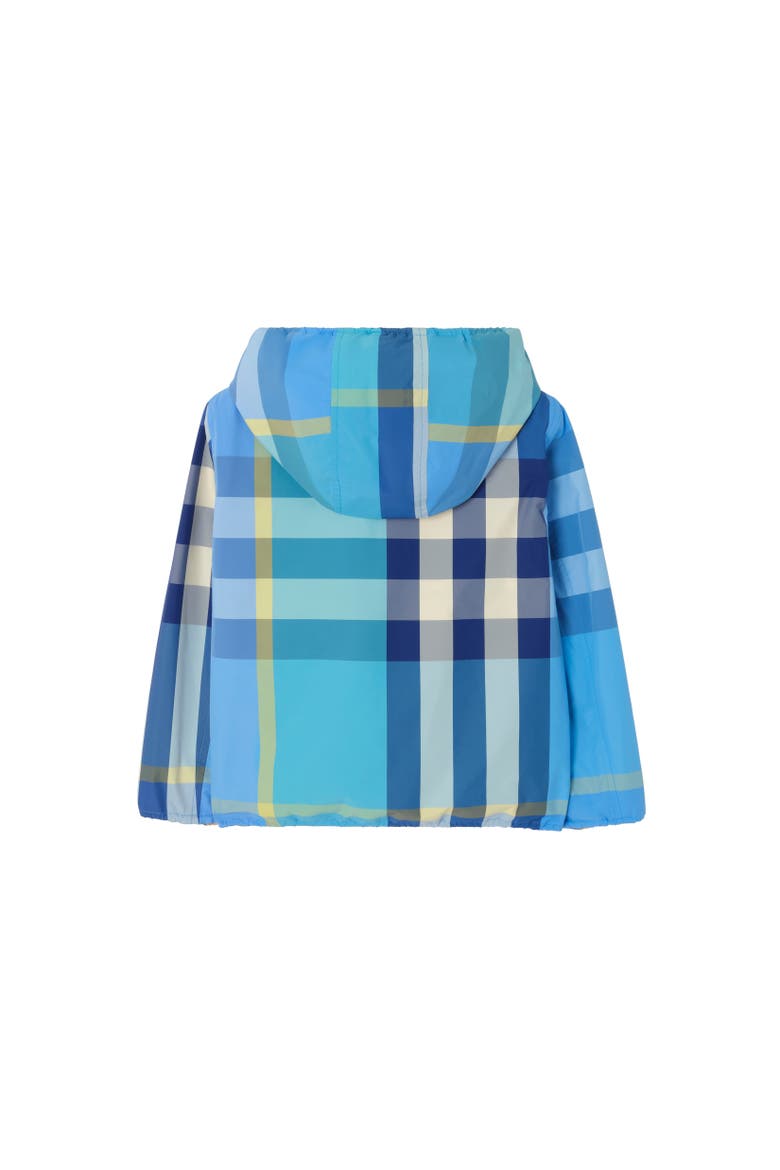 Reversible Check Nylon Hooded Jacket, Alternate, color, Bright turquoise