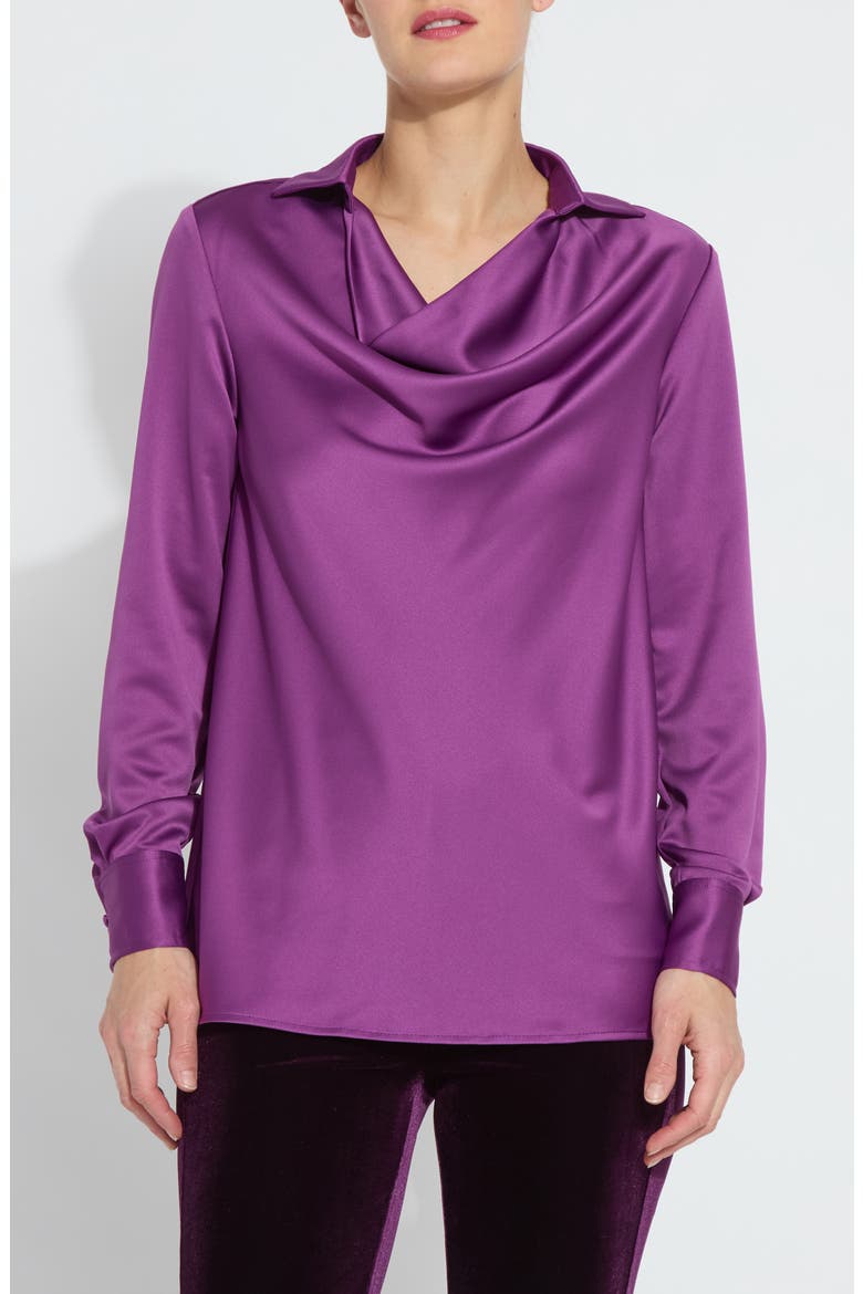 Wallis Draped Cowl Neck Top, Main, color, PURPLE ORNAMENT