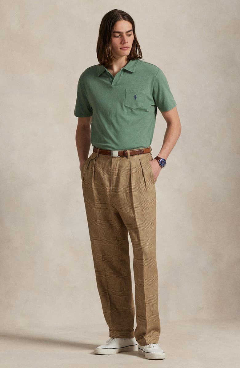 Polo Ralph Lauren Johnny Collar Cotton & Linen Pocket Polo, Alternate, color, Fatigue