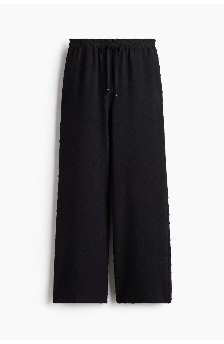 H&M Plumeti Drawstring Trousers, Alternate, color, Black