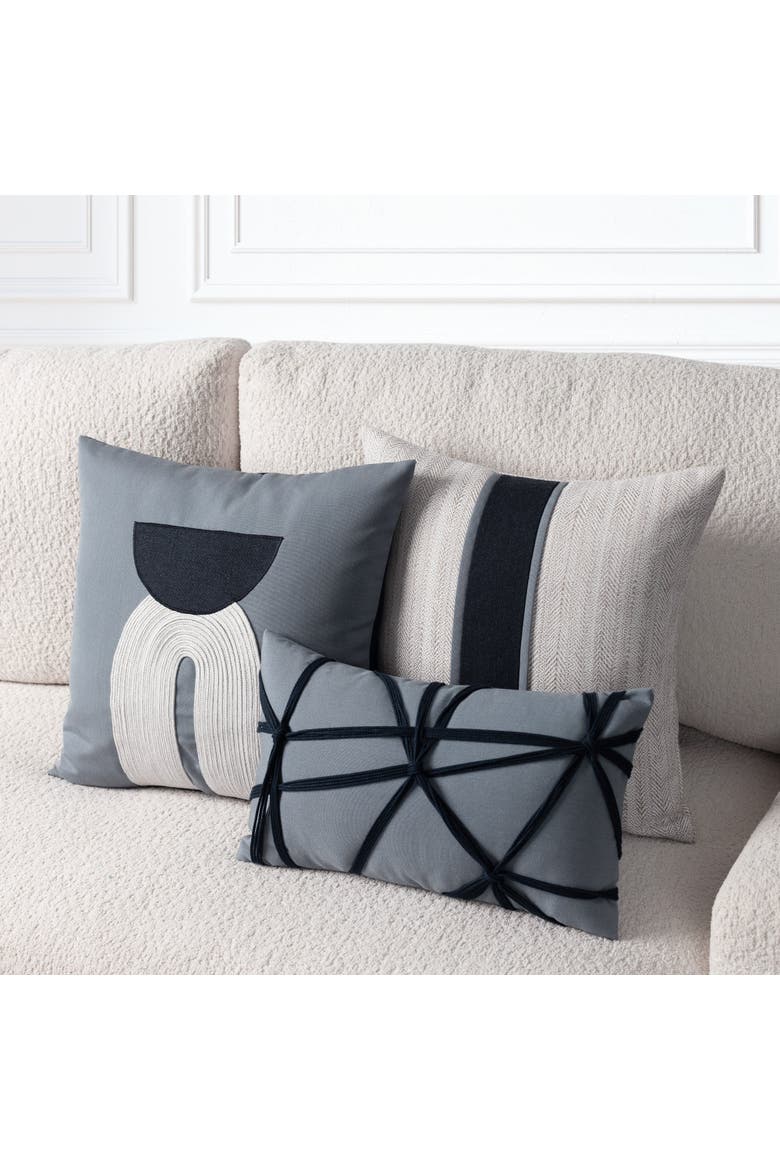 Interlace Hand Knotted Indoor & Outdoor Woven Accent Pillow & Insert, Alternate, color, Slate