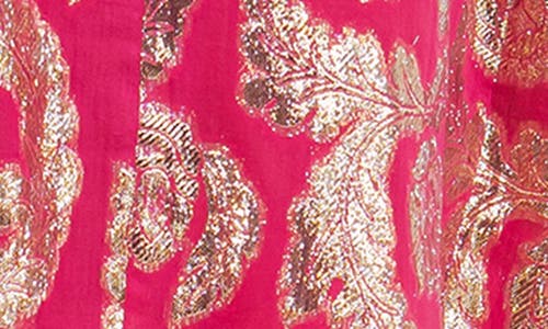 Meghan La Palm Springs Metallic Jacquard Caftan Dress In Pomegranate Gold