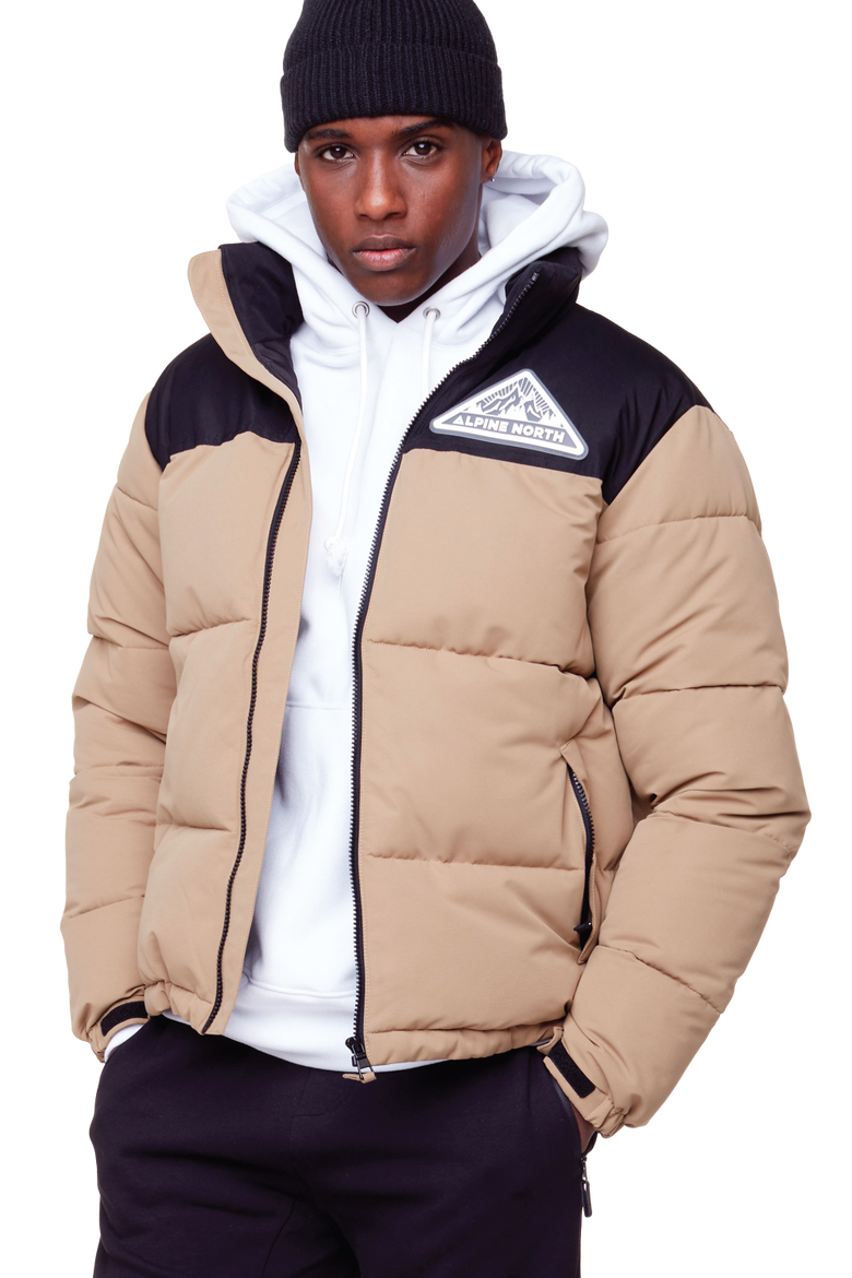 TUKTUT - Vegan Down Short Puffer Winter Jacket, Main, color, CAMEL