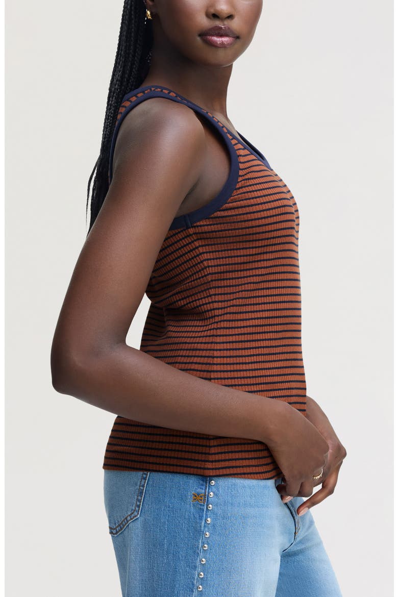 Stripe Knit Tank, Alternate, color, BROWN AND NAVY