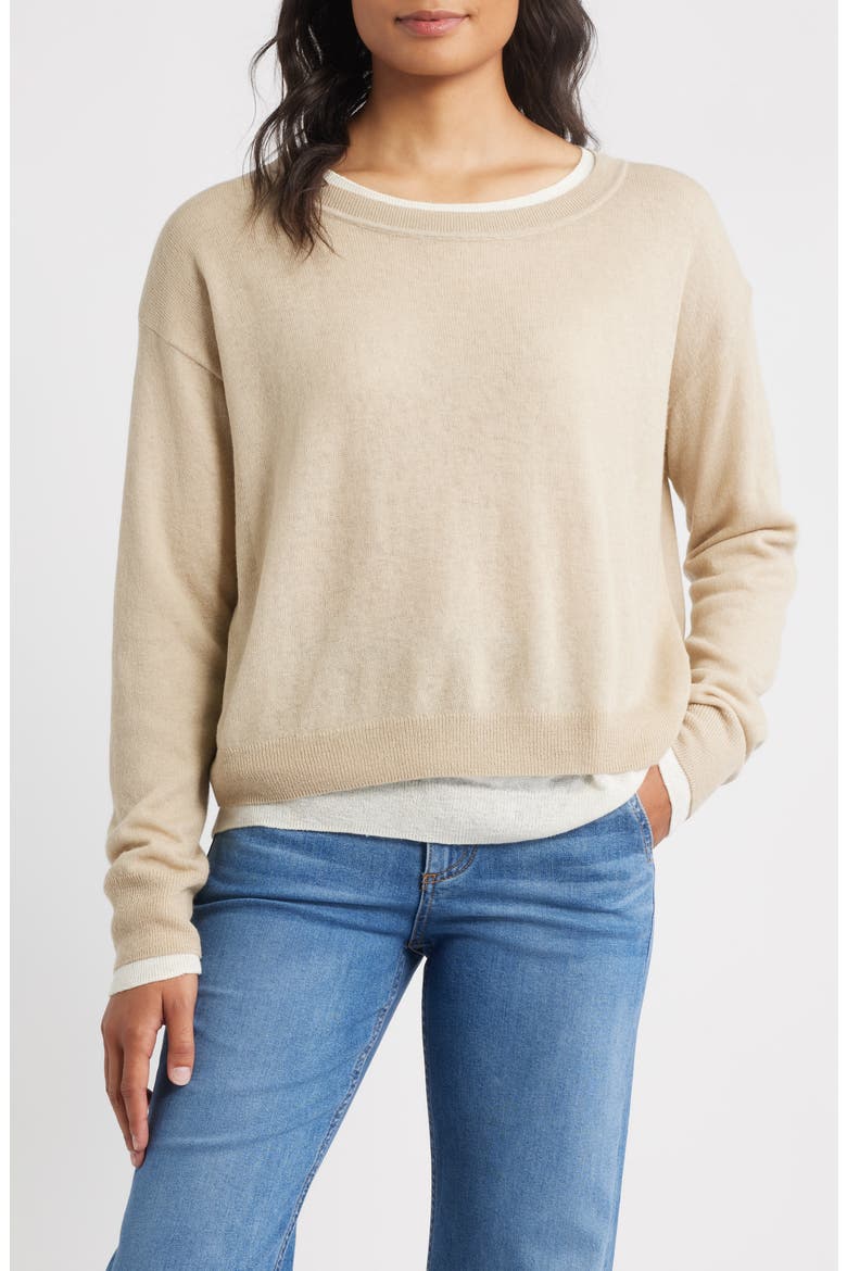 Femok Layered Wool Blend Sweater, Main, color, OPEN MISC