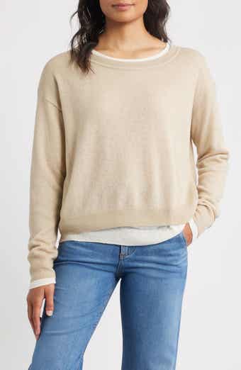 BOSS Femok Layered Wool Blend Sweater