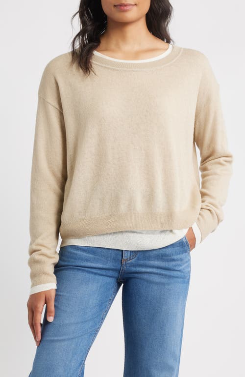 Hugo Boss Boss Femok Layered Wool Blend Sweater In Neutral