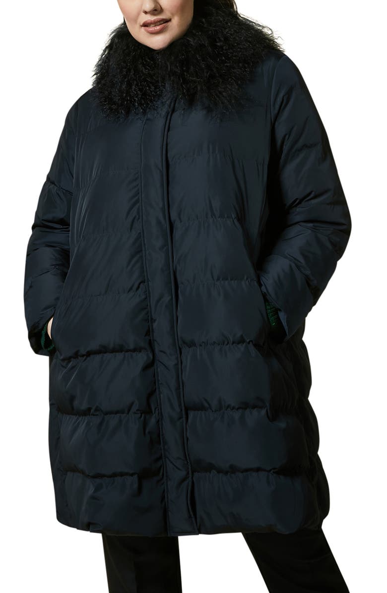 Marina Rinaldi Perfetto Puffer Jacket with Removable Faux Fur Collar, Main, color, 