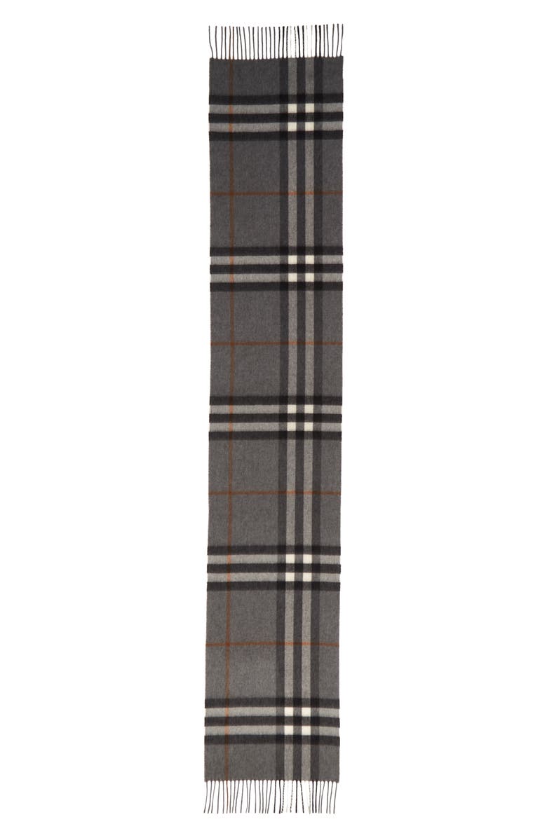 Burberry Giant Check Cashmere Scarf, Alternate, color, Grey