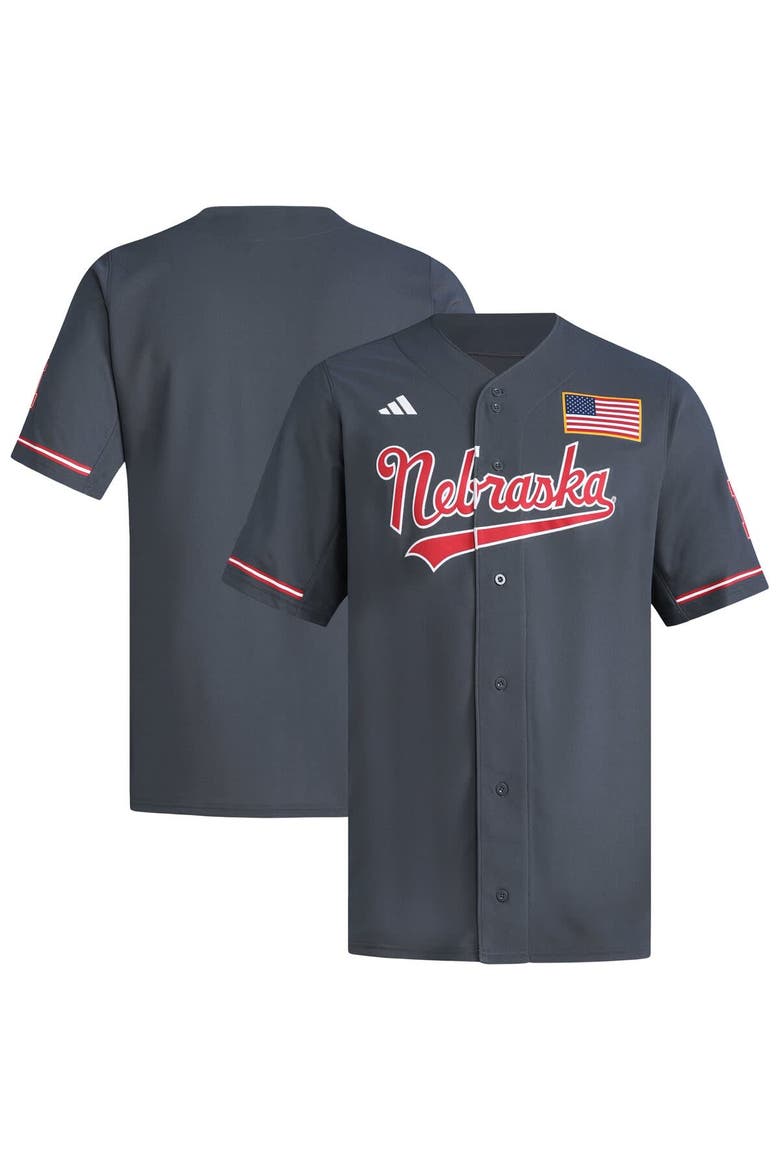 Men's adidas  Gray Nebraska Huskers Replica Baseball Jersey, Alternate, color, Gray