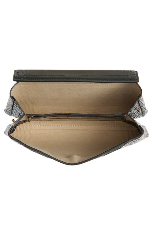 Ree Projects Elieze Croc Embossed Patent Leather Clutch In Black