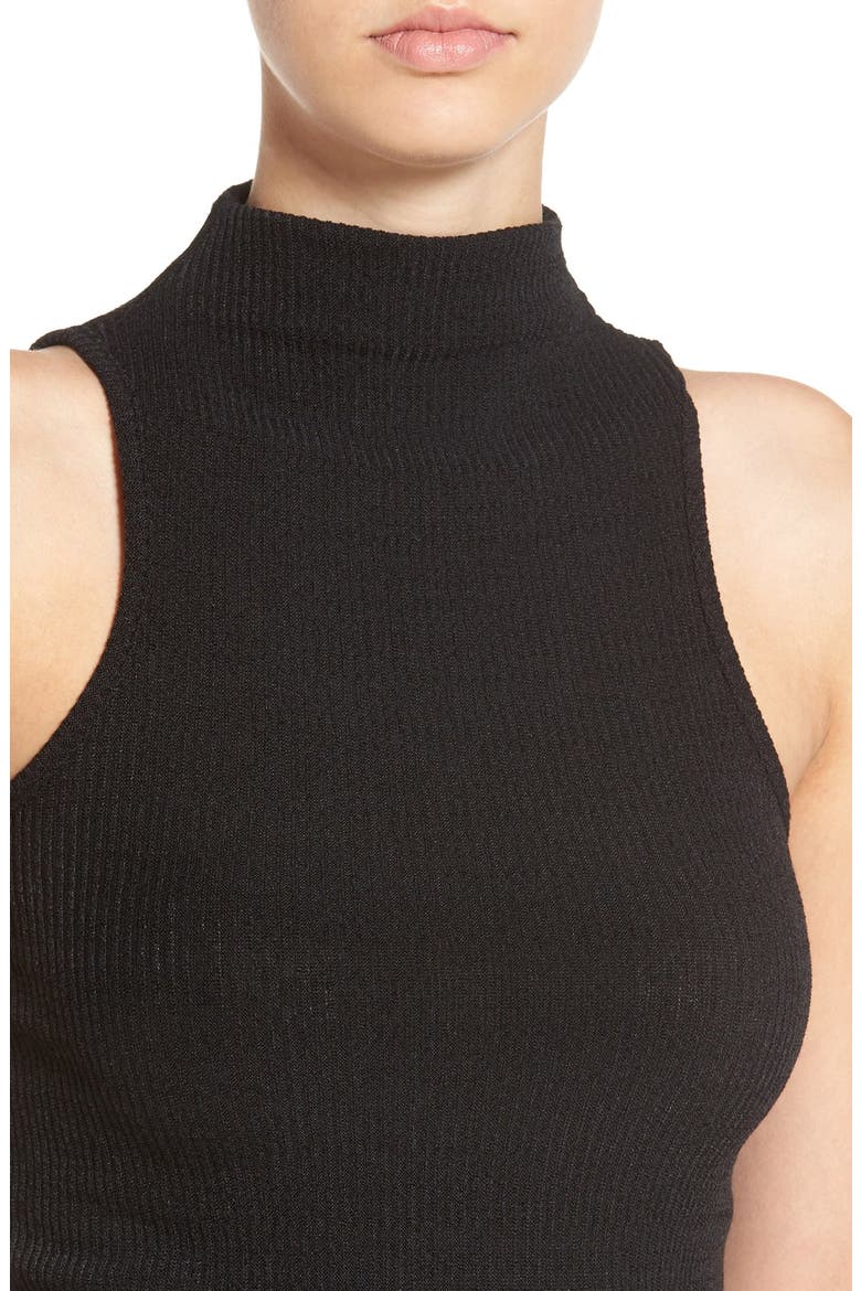Ribbed Mock Neck Tank, Alternate, color, BLACK