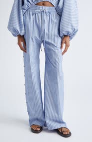 Zimmermann Rebellion Stripe Poplin Wide Leg Button Pants