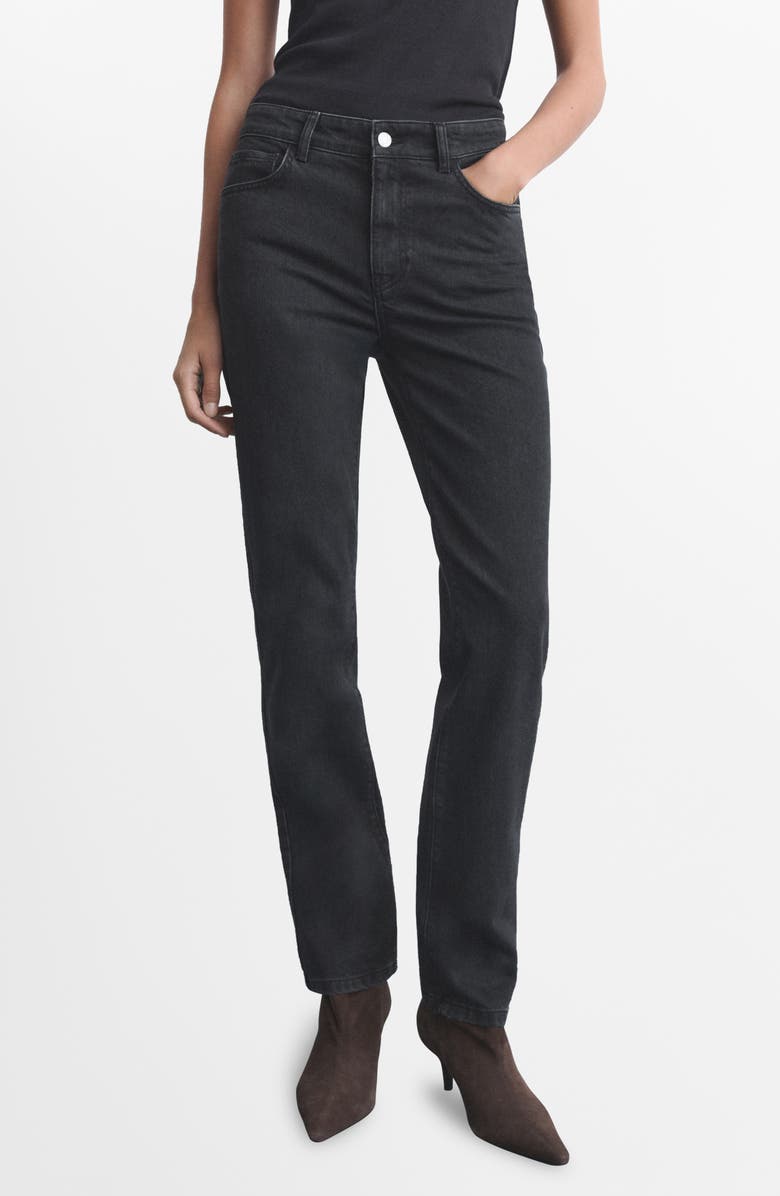 MANGO Slim Fit Jeans, Main, color, Black Denim