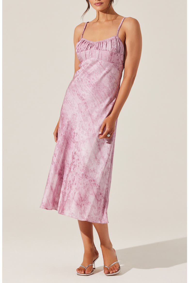 Kaiya Floral Bias Cut Satin Dress, Alternate, color, PINK