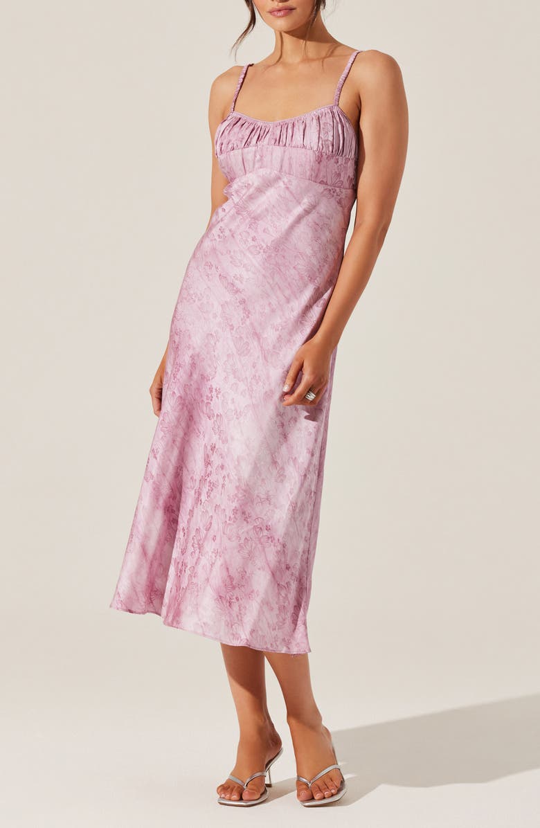 ASTR the Label Kaiya Floral Bias Cut Satin Dress, Alternate, color, Pink