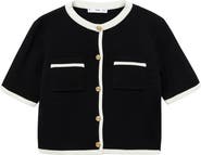 MANGO Contrast Trim Short Sleeve Cardigan