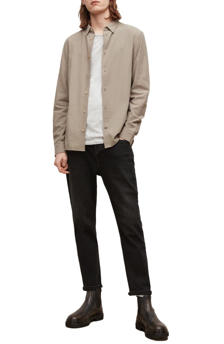 AllSaints Lovell Cotton Button-Up Shirt, Alternate, color, 