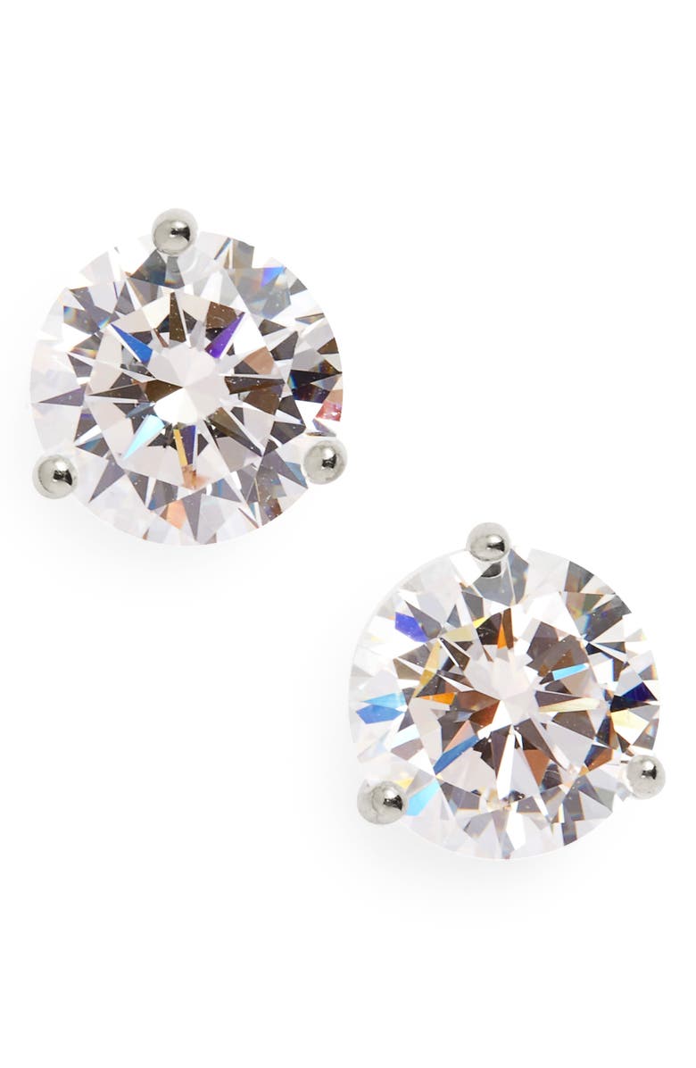Nordstrom Cubic Zirconia Stud Earrings - 3ct., Main, color, Platinum