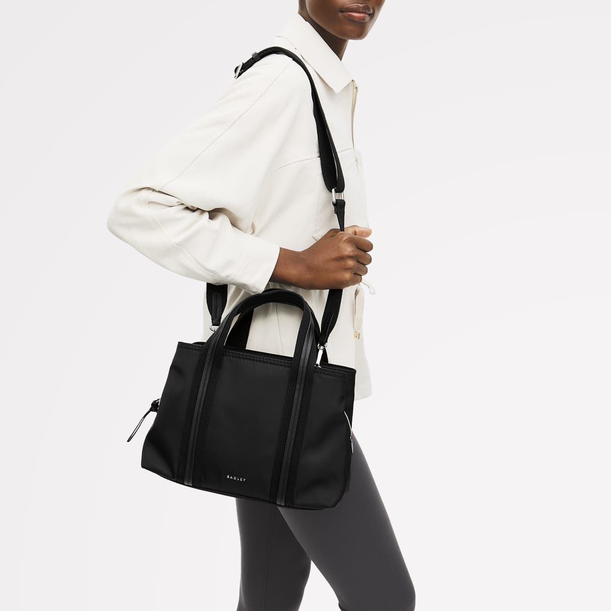 Radley Halley Row Medium Ziptop Satchel Bag, Alternate, color, Black