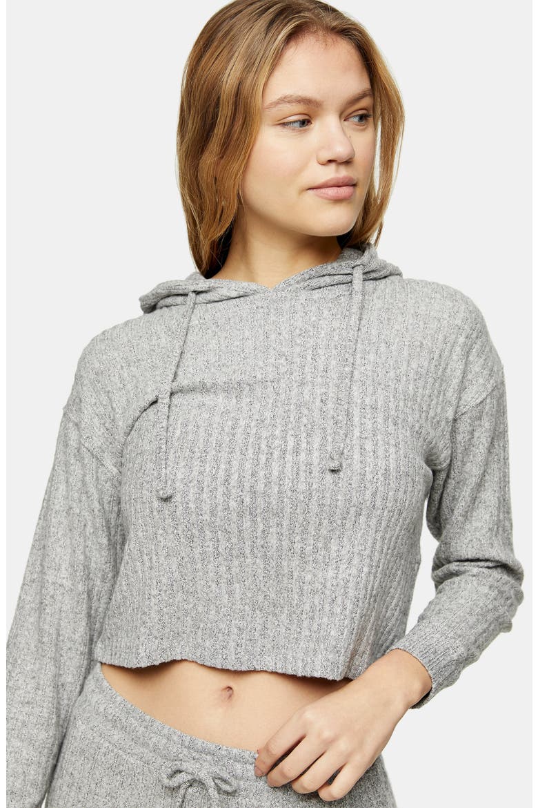 Cozy Ribbed Hoodie, Alternate, color, GREY
