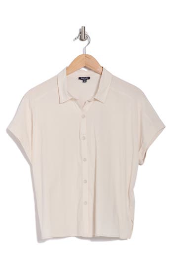 Splendid Padua Short Sleeve Button-up Shirt In Moonstone