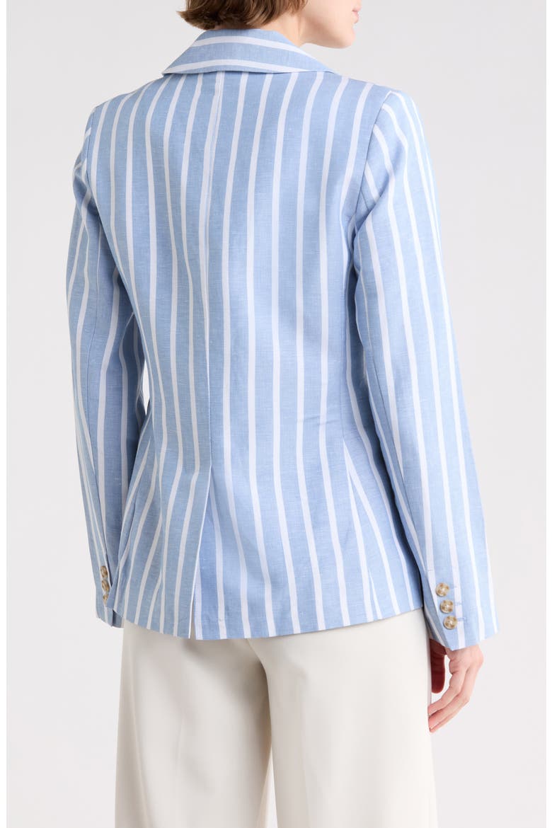 Stripe Notch Lapel Linen Blend Blazer, Alternate, color, BLUE/ WHITE STRIPE