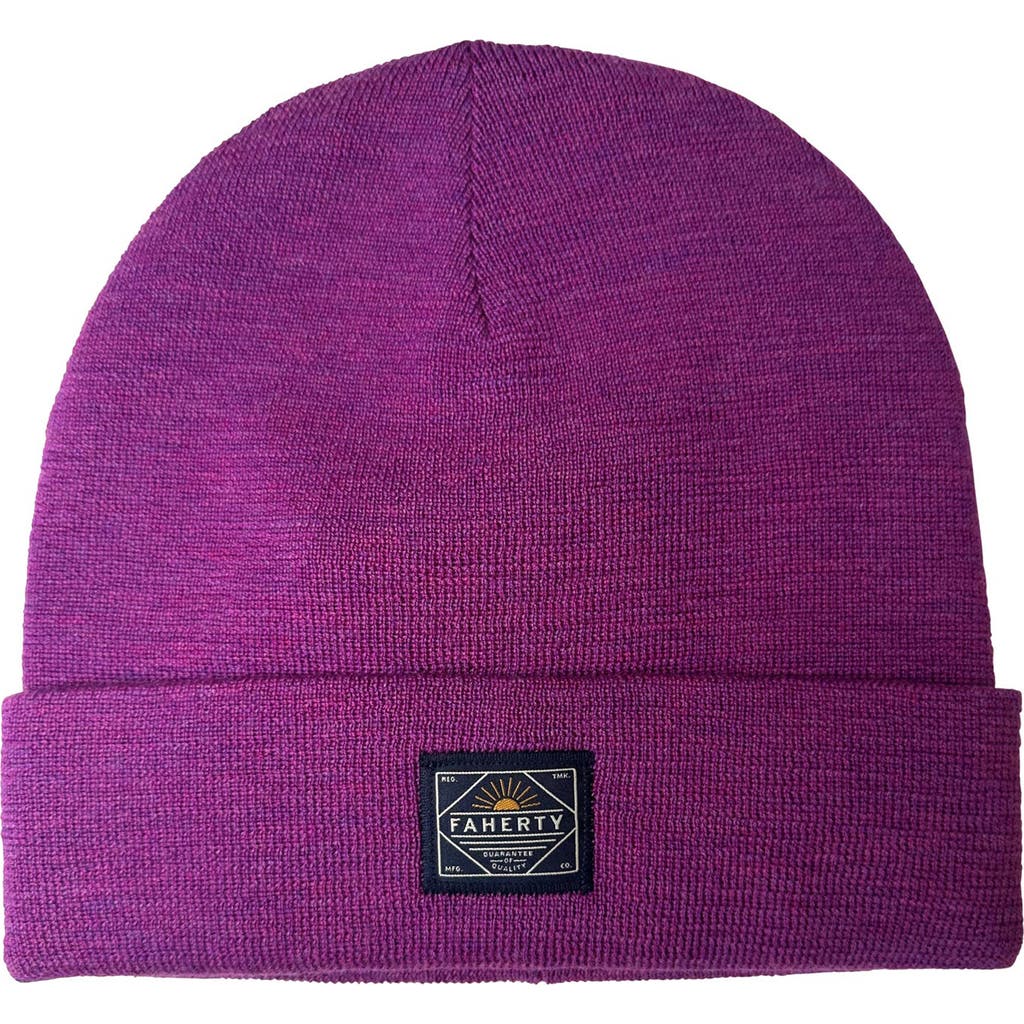 Faherty Workwear Merino Wool Beanie In Purple
