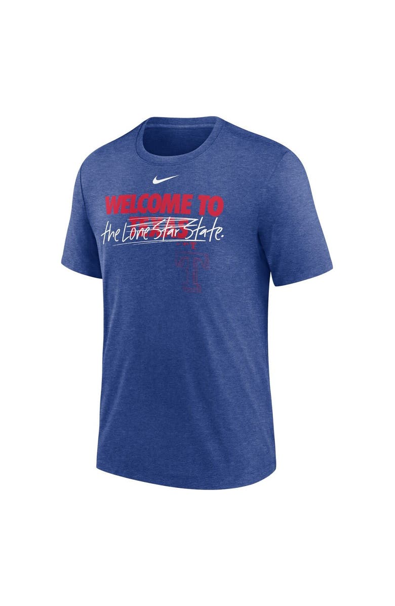 Nike Men's Nike Heather Royal Texas Rangers Home Spin Tri-Blend T-Shirt, Alternate, color,