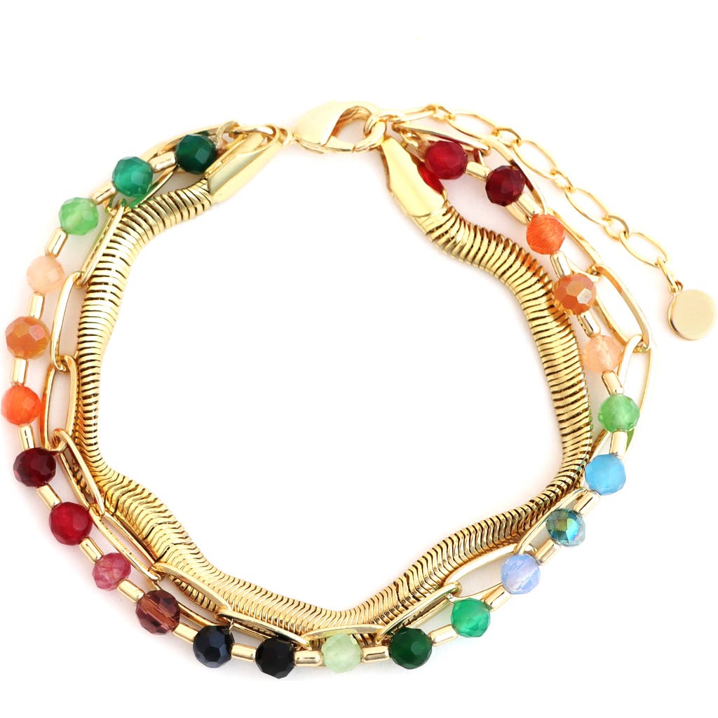 Panacea Multicolor Crystal Beaded Layered Bracelet In Gold