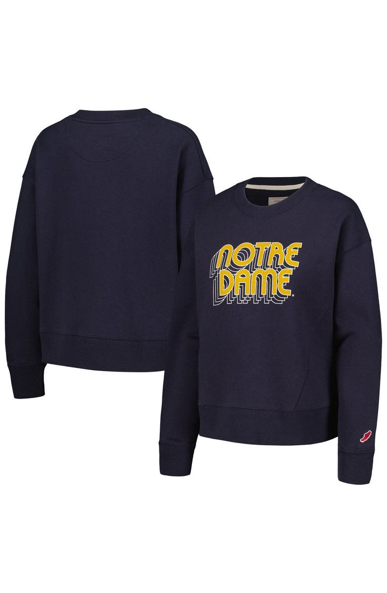LEAGUE COLLEGIATE WEAR Women's League Collegiate Wear Navy Notre Dame Fighting Irish Boxy Pullover Sweatshirt, Main, color, 