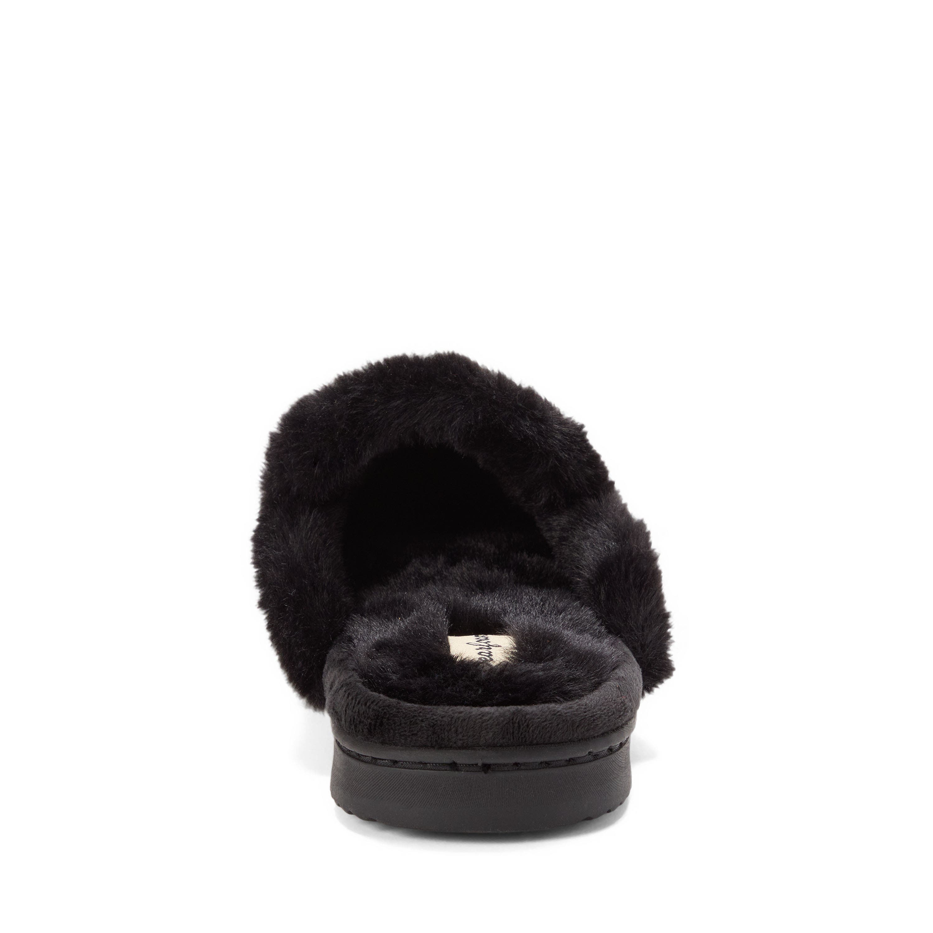DEARFOAMS Paris Chenille Shaped Tab Scuff Slipper, Alternate, color, Black