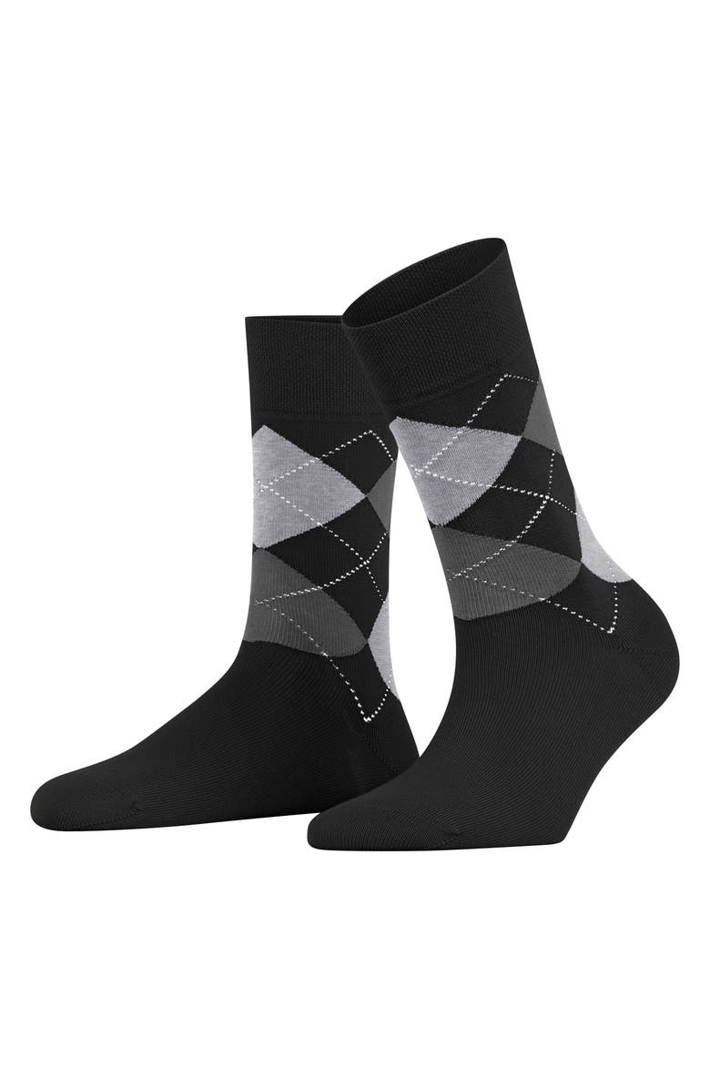 Falke Argyle Organic Cotton Blend Crew Socks, Alternate, color, Black